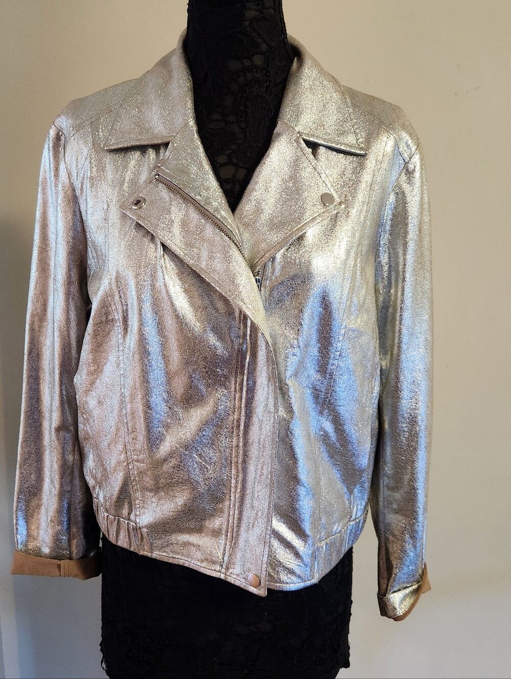 INC International Concepts Shimmery Silver Moto Jacket